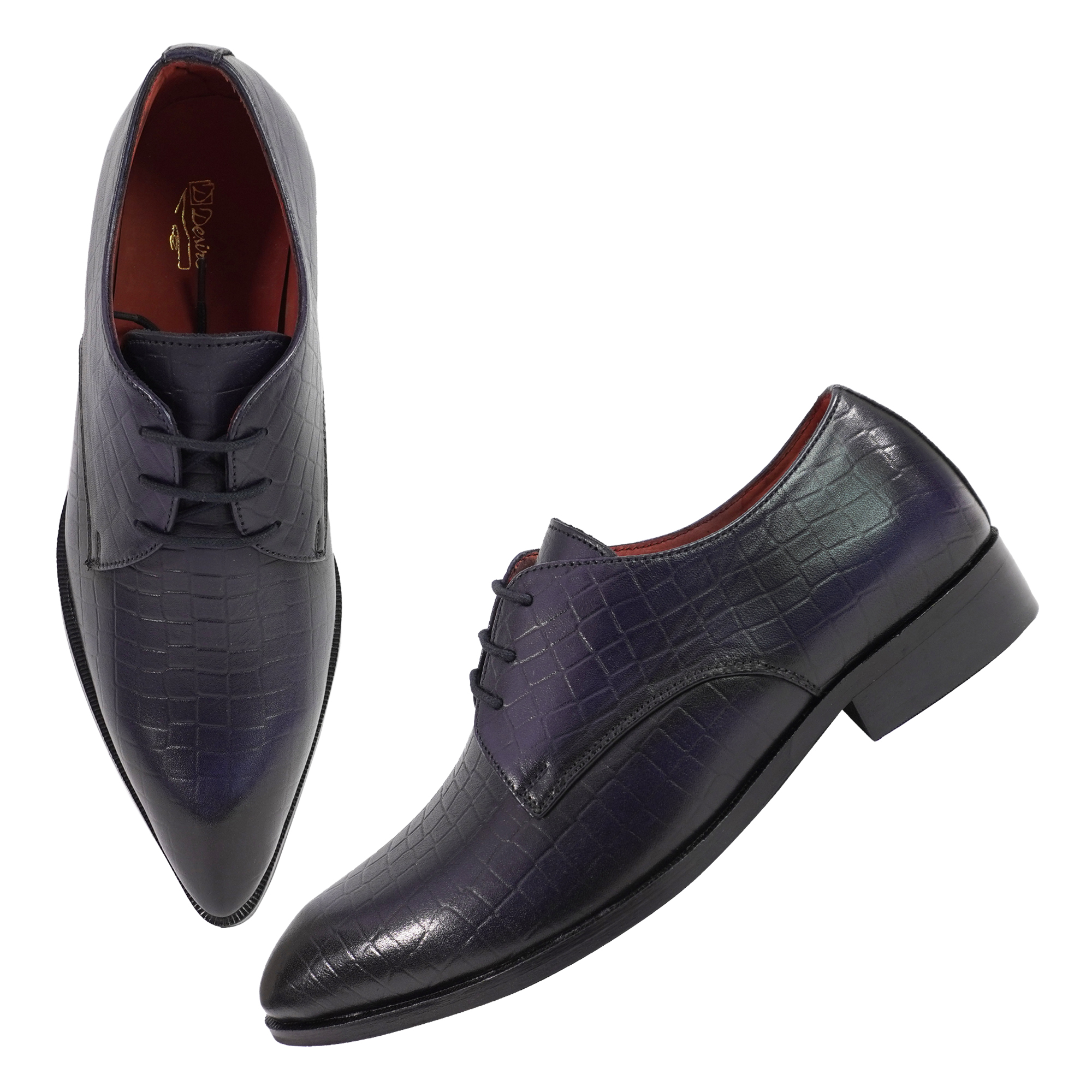 2531 Pointer Print lace up Leather Shoes